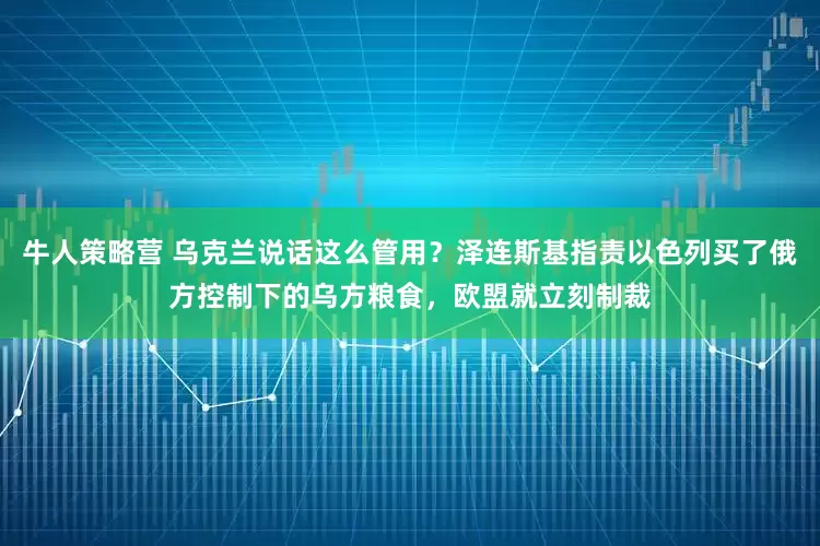 牛人策略营 乌克兰说话这么管用？泽连斯基指责以色列买了俄方控制下的乌方粮食，欧盟就立刻制裁